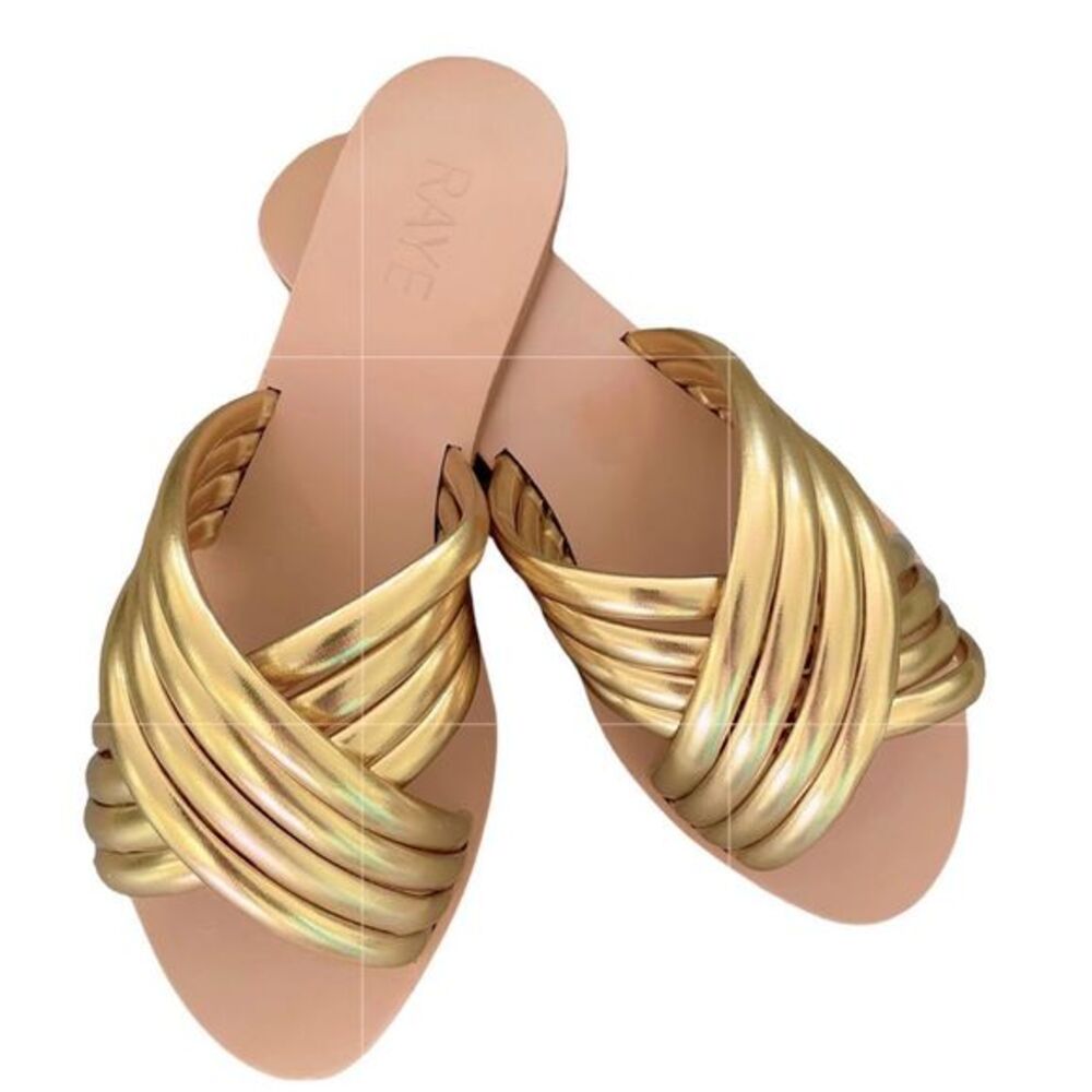 NWOT- REVOLVE RAYE Ziggy Gold Metallic Sandals